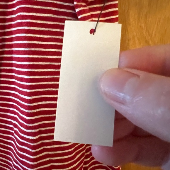 Talbots Red White Horizontal Striped Shirt Short Sleeve Top NWT Petite Large PL - Picture 7 of 10